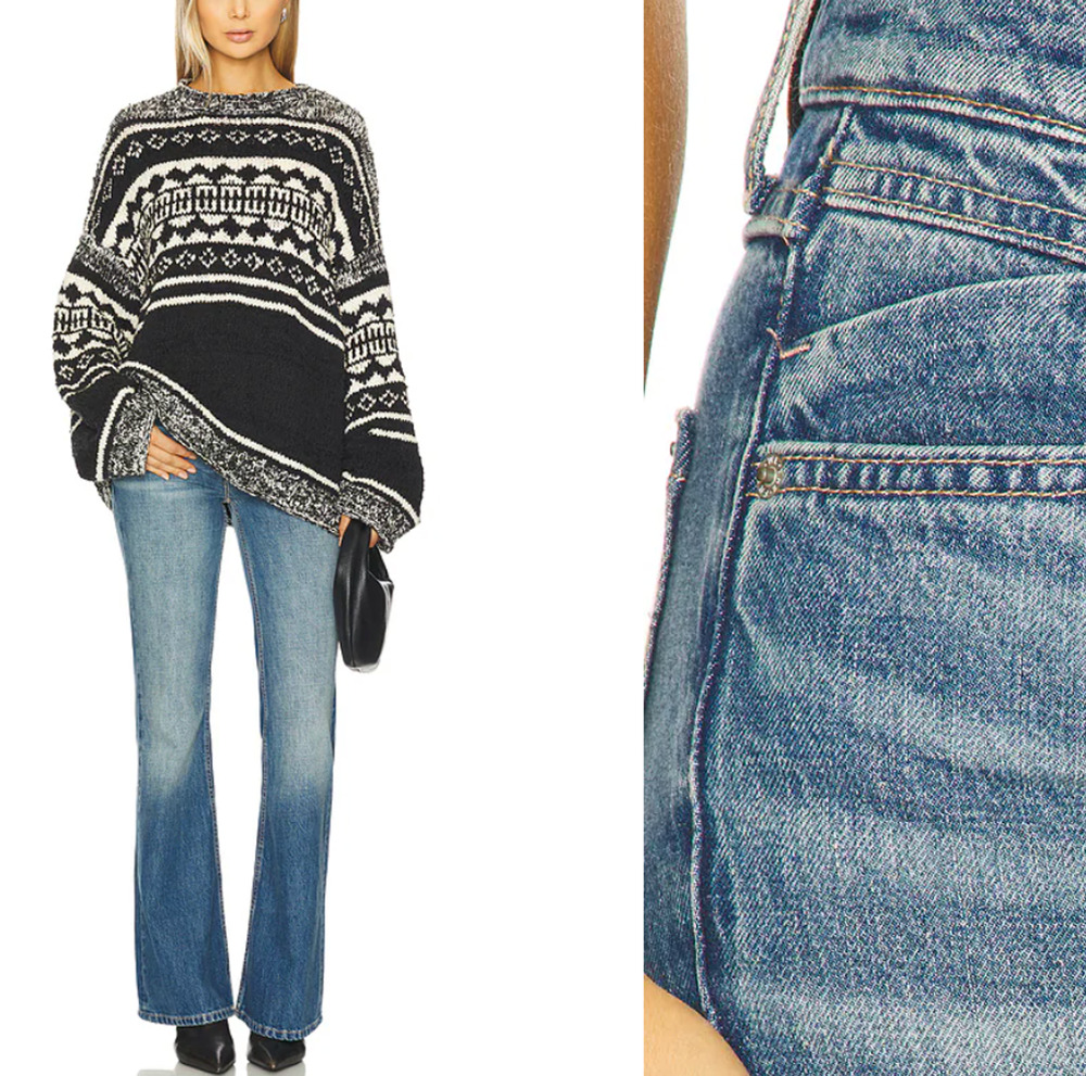 Free People West Coast Relaxed Flare Jeans Medium Wash Blue Size 28